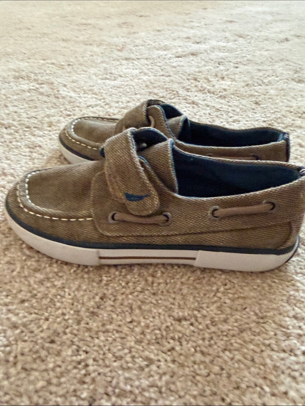 Nautica Kids Tan Canvas Moccasin Boat Shoes